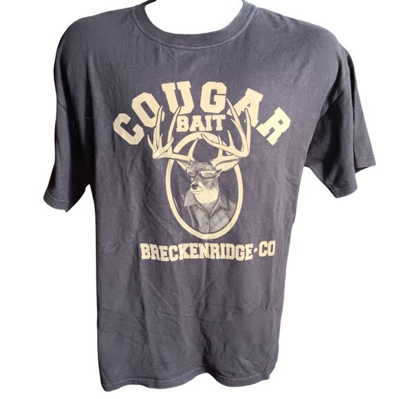 Men's Large T-shirt Cougar Bait Breckenridge CO By Duck Co Y2K Vtg - Picture 1 of 4